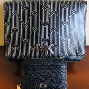 Michael Kors Black & Silver Shoulder Bag & Wallet.